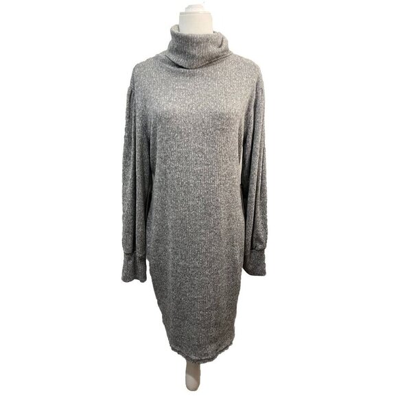J for Justify Dresses & Skirts - J For Justify Sweater Dress Cowl Neck Ribbed Puff Sleeve Gray Size XL